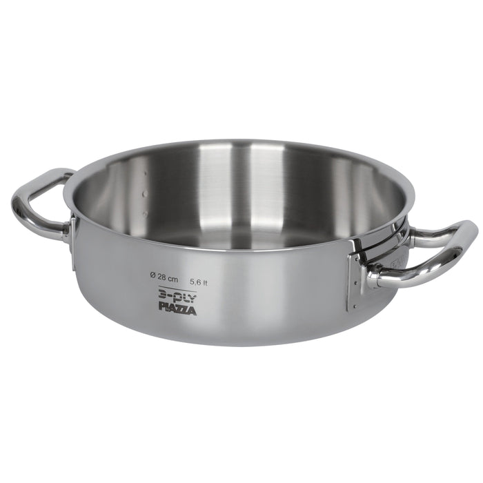 Piazza "3-Ply" Stainless Steel Braiser/Sauteuse Pan, 11.6-Quart