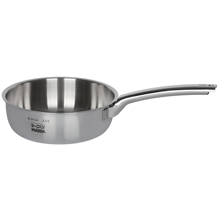 Piazza "3-Ply" Stainless Steel Curved Saute Pan, 1.6-Quart