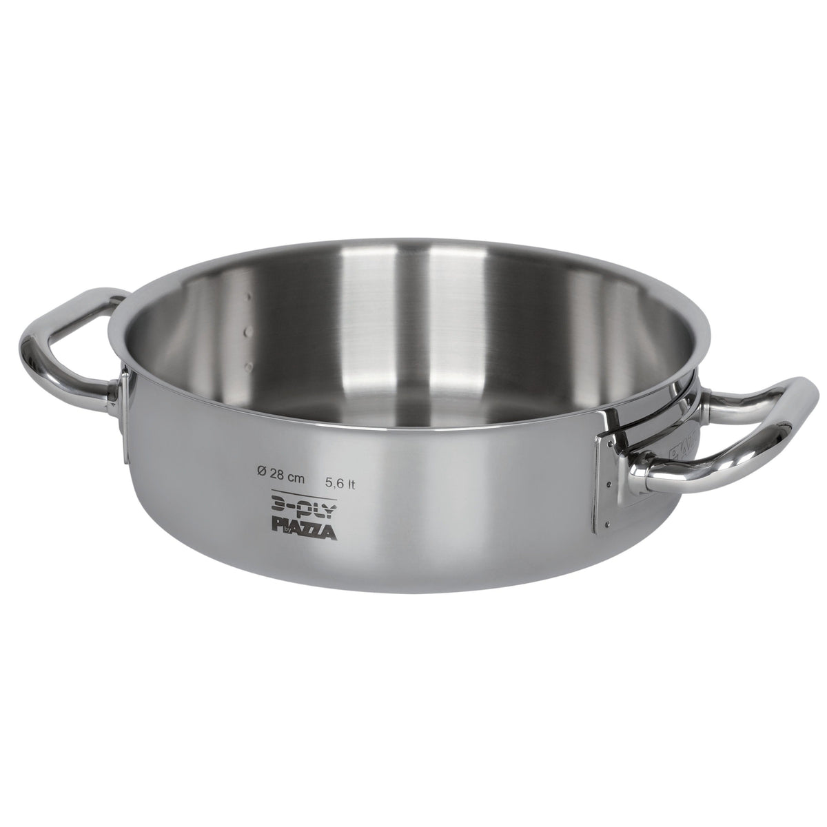 Piazza "3Ply" Stainless Steel Braiser/Sauteuse Pan, 5.9Quart — piazzausa